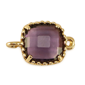 Entrepieza de cristal cuadrado P&uacute;rpura-dorado
