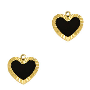 Colgantes Acero Inox coraz&oacute;n Dorado-negro
