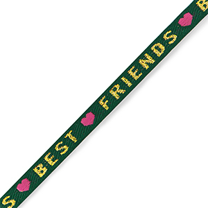 Cinta con texto "best friends" Verde-oro-rosa