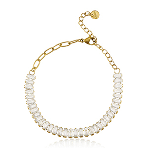 Pulseras Acero Inox Dorado-cristal