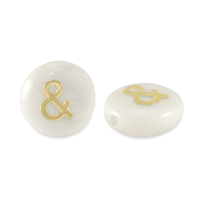 Abalorios de cristal rondeles look&nbsp;de&nbsp;concha "&" Blanco-dorado