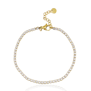 Pulseras Acero Inox Dorado-cristal