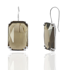 Pendientes de Cristal rect&aacute;ngulo Marr&oacute;n-plateado