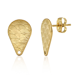 Fornituras Acero Inox pendientes gota con anilla Dorado