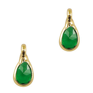 Colgantes de cristal gota Verde-dorado