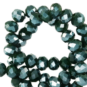 Abalorios faceteados disco 3x2mm Verde bosque-revestimiento pearl shine