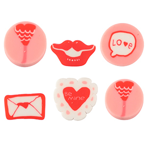 Abalorios de pol&iacute;meros love Rosa-blanco rojo