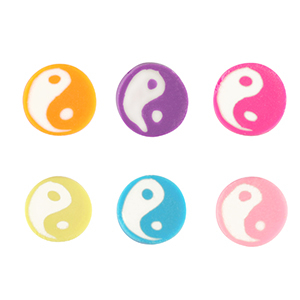 Abalorios de pol&iacute;meros Yin & Yang Multicolor-blanco