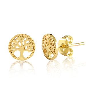 Metal TQ lat&oacute;n pendientes &aacute;rbol de la vida Dorado