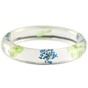 Pulseras Trendy con flores secas Verde azul