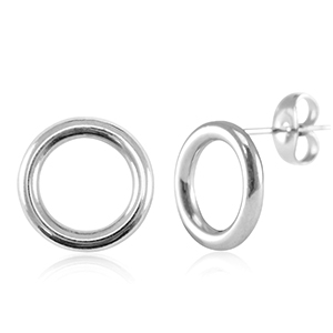 Pendientes Acero Inox 12mm Plateado