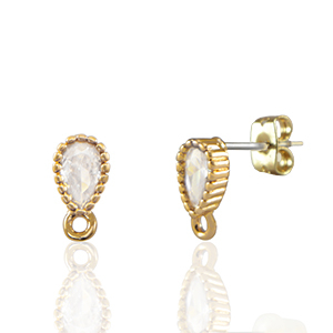 Pendientes de Cristal con anilla gota Cristal-dorado