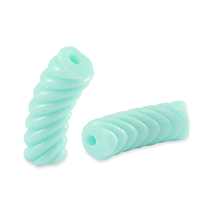 Abalorios acr&iacute;licos tubo espiral Azul turqueza delicado