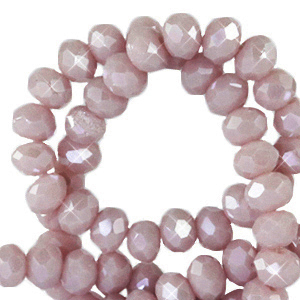 Abalorios faceteados disco 3x2mm Rosa ceniza delicado-revestimiento pearl shine