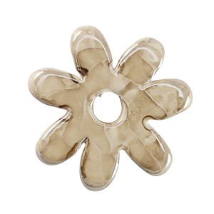 Abalorios de cer&aacute;mica griega DQ flor Greige