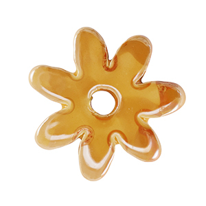 Abalorios de cer&aacute;mica griega DQ flor Amarillo c&aacute;lido