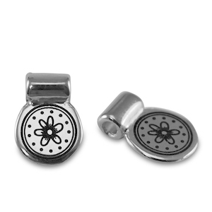 Correderas met&aacute;lica DQ flor Plata vieja (sin n&iacute;quel)