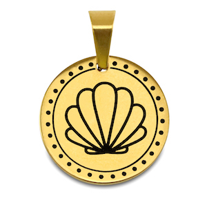 Colgantes Acero Inox concha Dorado
