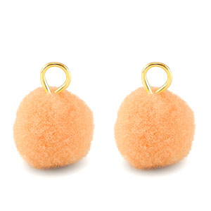 colgantes pomp&oacute;n con anilla 10mm Dorado-naranja salm&oacute;n