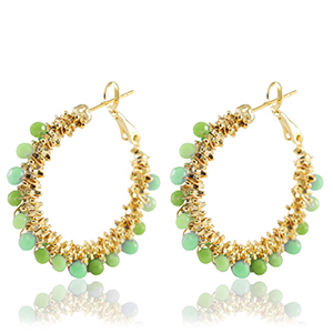 Pendientes Acero Inox faceteados Verde-dorado