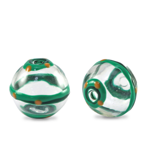 Abalorios de cristal pintados a mano 14mm Transparente-verde naranja