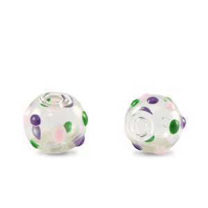 Abalorios de cristal pintados a mano 8mm Transparente-p&uacute;rpura verde