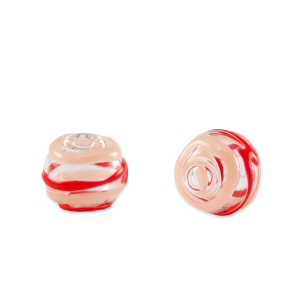 Abalorios de cristal pintados a mano 8mm Transparente-rojo rosa