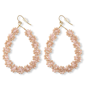 Pendientes faceteados gota Dorado-rosa beige