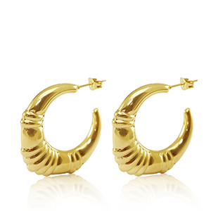 Pendientes Acero Inox criolla ovalado Dorado