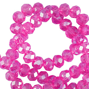 Abalorios faceteados disco 4x3mm Fucsia-revestimiento pearl shine