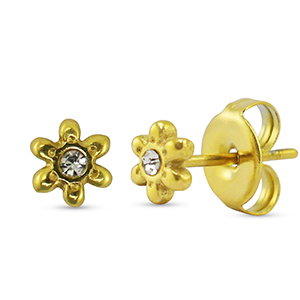 Pendientes Acero Inox flor Dorado