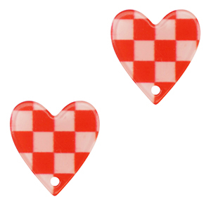 Colgantes de resina coraz&oacute;n Rojo-rosa