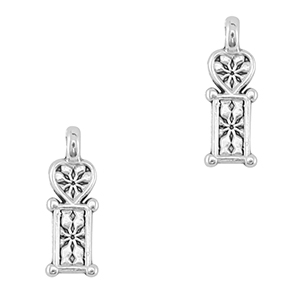 Colgantes met&aacute;licos DQ coraz&oacute;n Plata vieja (sin n&iacute;quel)