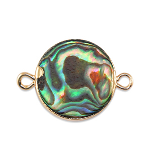 BQ Perlas de agua dulce entrepieza redondo Dorado-verde oc&eacute;ano