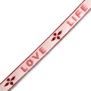 Cinta con texto "love life" Rosa-rojo c&aacute;lido