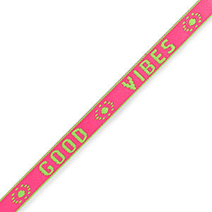 Cinta con texto "good vibes" Rosa-verde ne&oacute;n