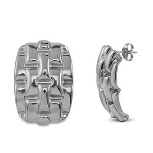 Pendientes Acero Inox rect&aacute;ngulo Plateado