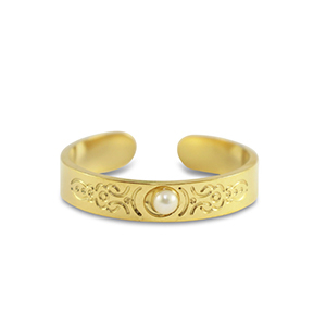 Anillos Acero Inox  perlas Dorado