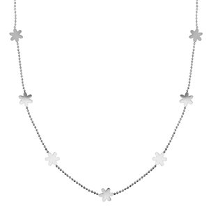 Cadenas Acero Inox flor Plateado