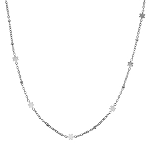 Cadenas Acero Inox flor Plateado