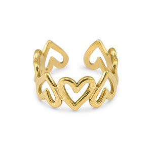 Anillos Acero Inox coraz&oacute;n Dorado