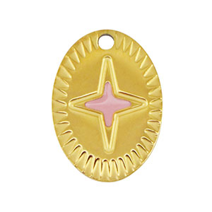 Colgantes Acero Inox oval estrella Dorado-rosa