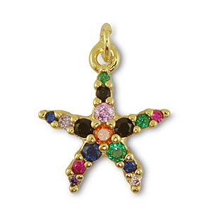 Metal TQ lat&oacute;n colgante estrella de mar Dorado-multicolor
