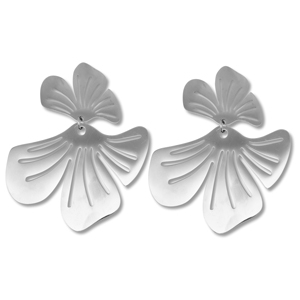 Pendientes Acero Inox flor Plateado