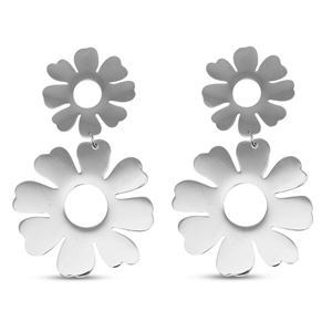 Pendientes Acero Inox flor Plateado