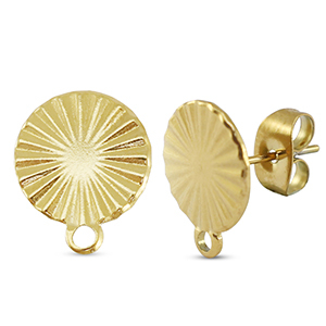 Fornituras Acero Inox pendientes redondo con anilla Dorado