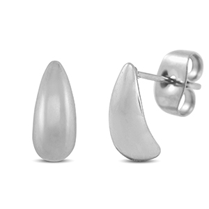 Pendientes Acero Inox gota Plateado