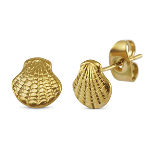 Pendientes Acero Inox concha Dorado
