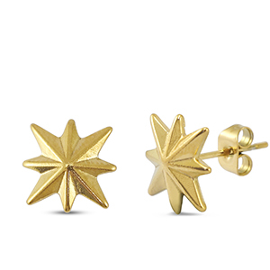 Pendientes Acero Inox estrella Dorado
