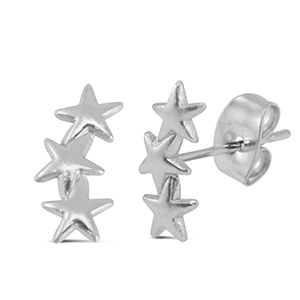 Pendientes Acero Inox estrella Plateado